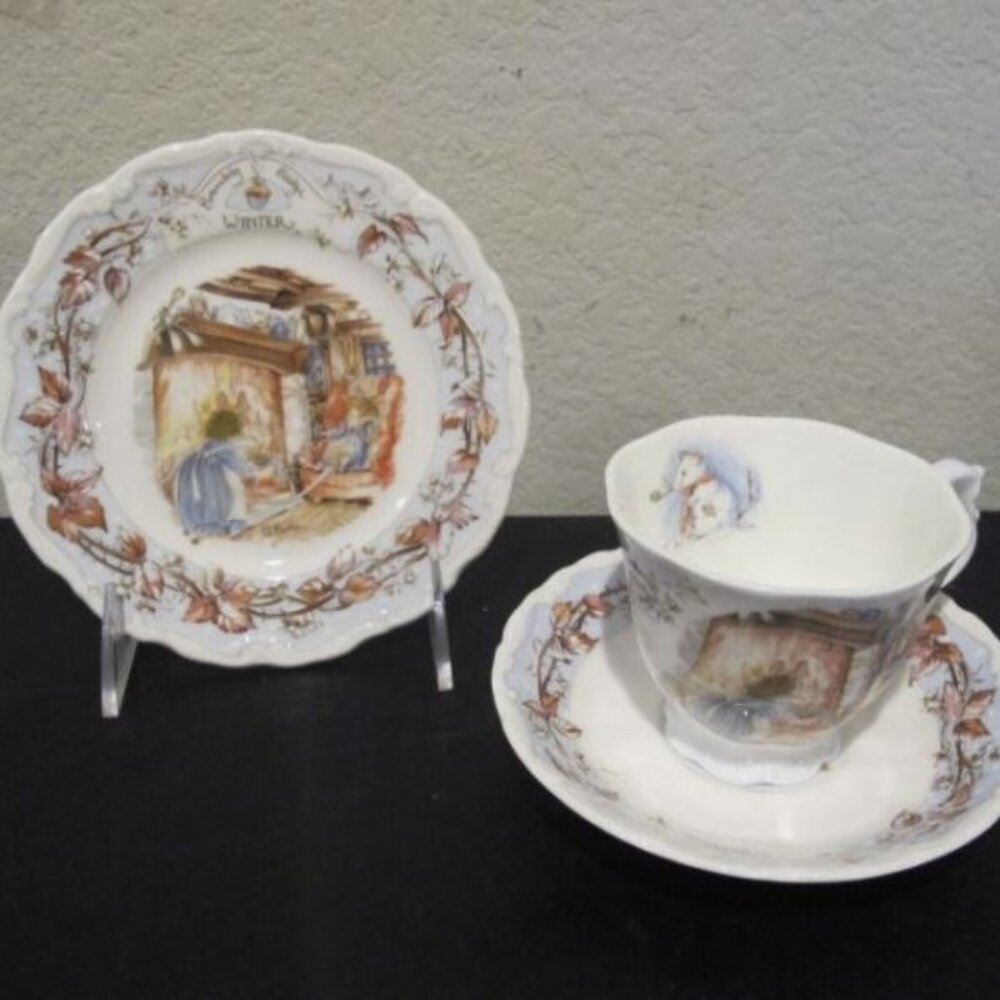 Royal Doulton The Afternoon Brambly Hedge Winter Tea Cup, Saucer & Plate Trio